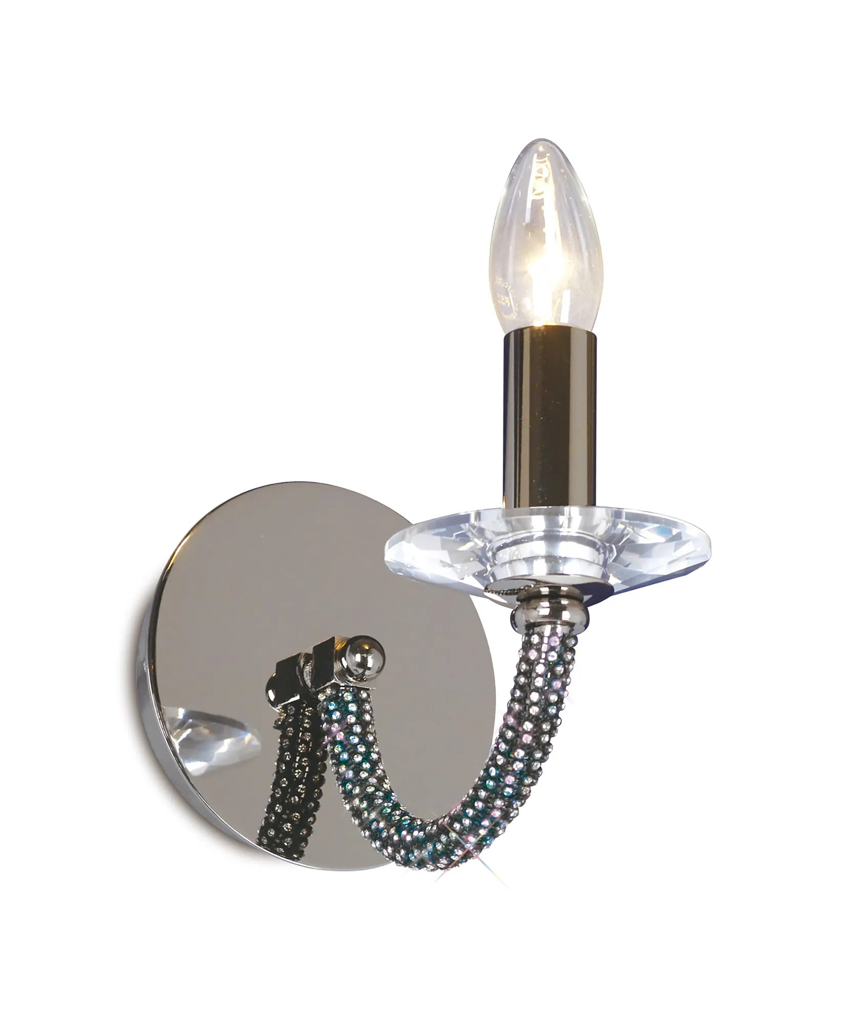 Elena Black Chrome Crystal Wall Lights Diyas Armed Wall Lights
